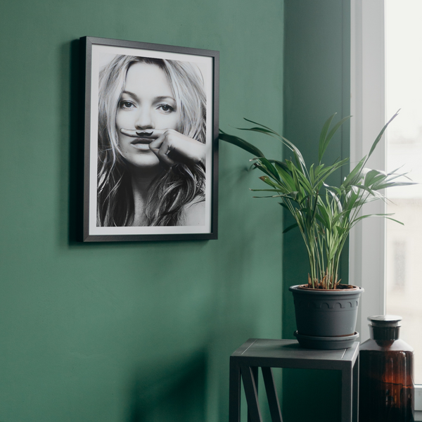 Kate Moss Moustache Framed Print