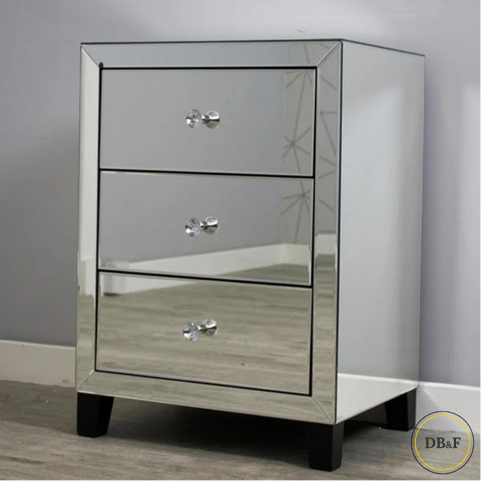 Simple Mirror Bedside Table - Discounted Beds & Furniture UK Ltd 