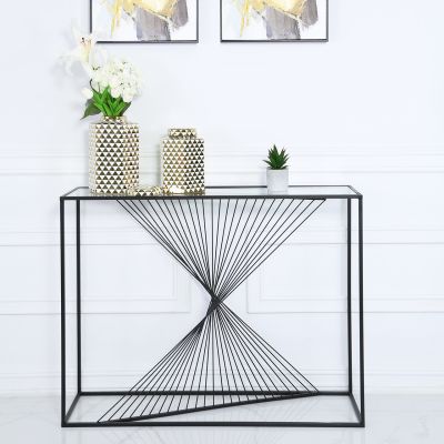 Luna Metal & Clear Glass Console Table - Discounted Beds & Furniture UK Ltd 