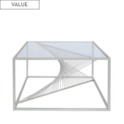 Luna Metal & Clear Glass Coffee Table - Discounted Beds & Furniture UK Ltd 